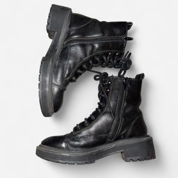 River Island Women's Black Laced and Zipper Combat Boots - Picture 3 of 7